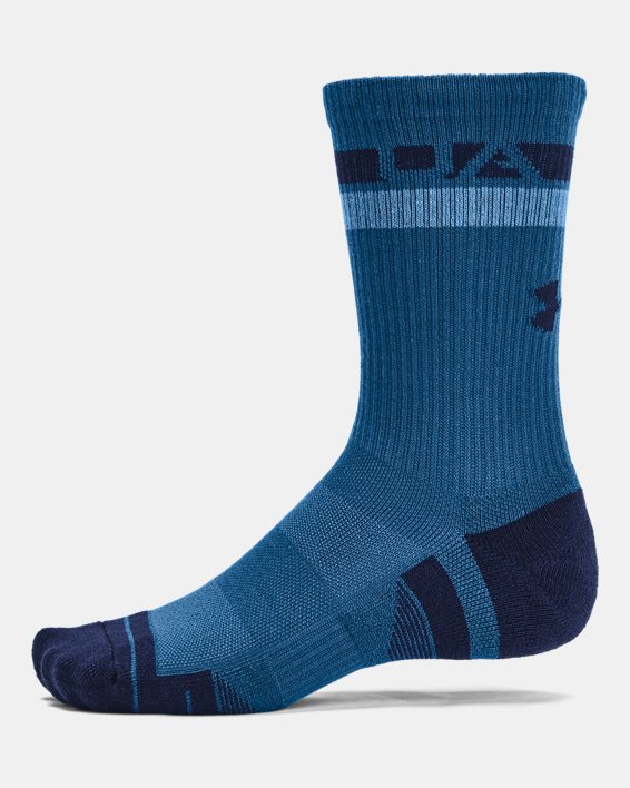 Unisex UA Performance Tech 3-Pack Crew Socks in Blue image number 3